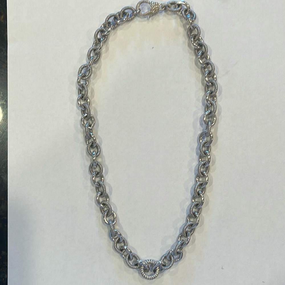 Judith Ripka Sterling Silver Heavy Rolo Cable Link Necklace- 103.0 Grams 19”
